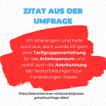 Die Stimme einer Sekretärin _Ich arbeite gern und helfe auch aus, doch würde ich gern eine Tarifgruppenerhöhung für das Arbeitspensum und somit auch die Anerkennung der Weiterbildungen bzw. Fortbildungen.