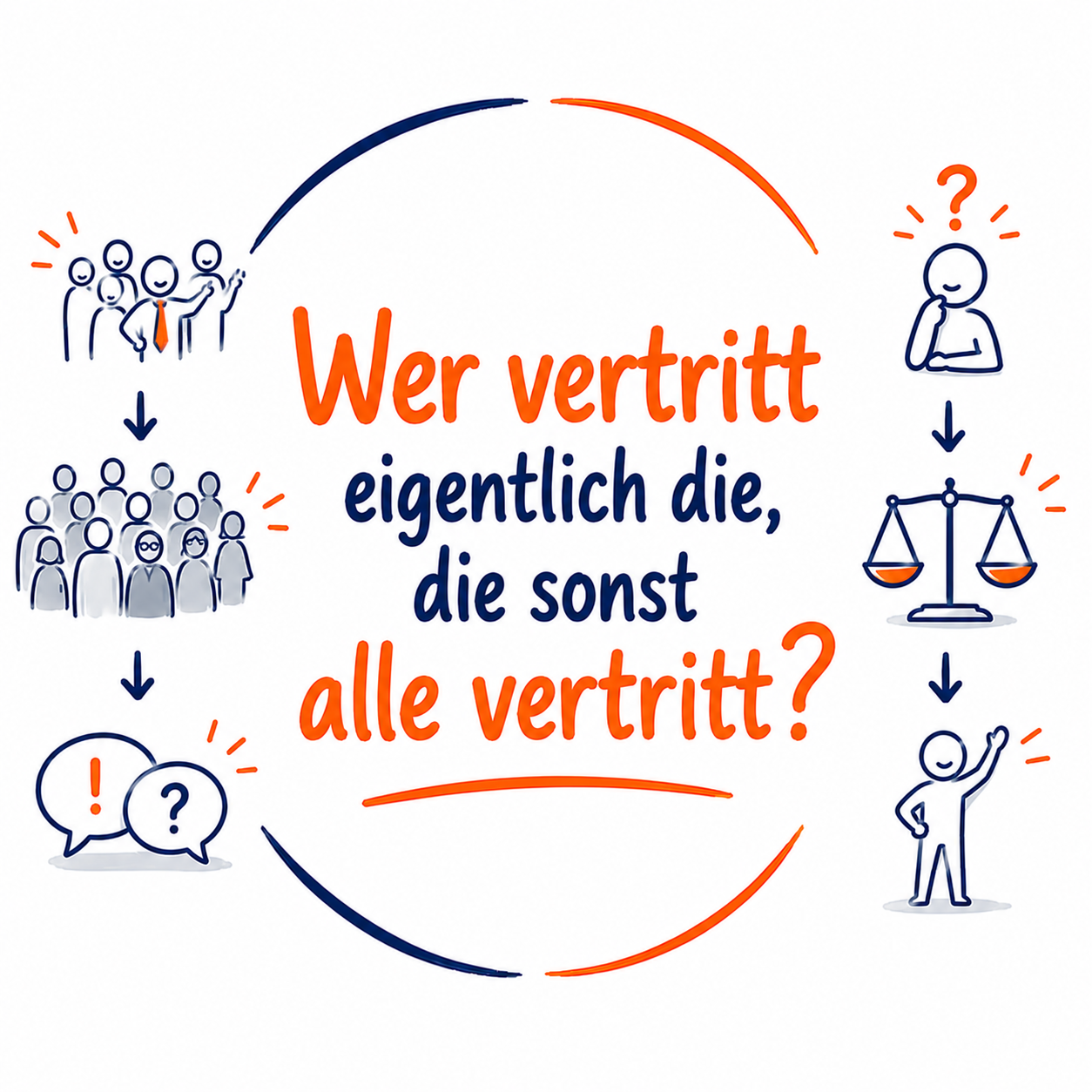 Illustration zum Live-Online-Special Wer vertritt eigentlich die, die sonst alle vertritt?