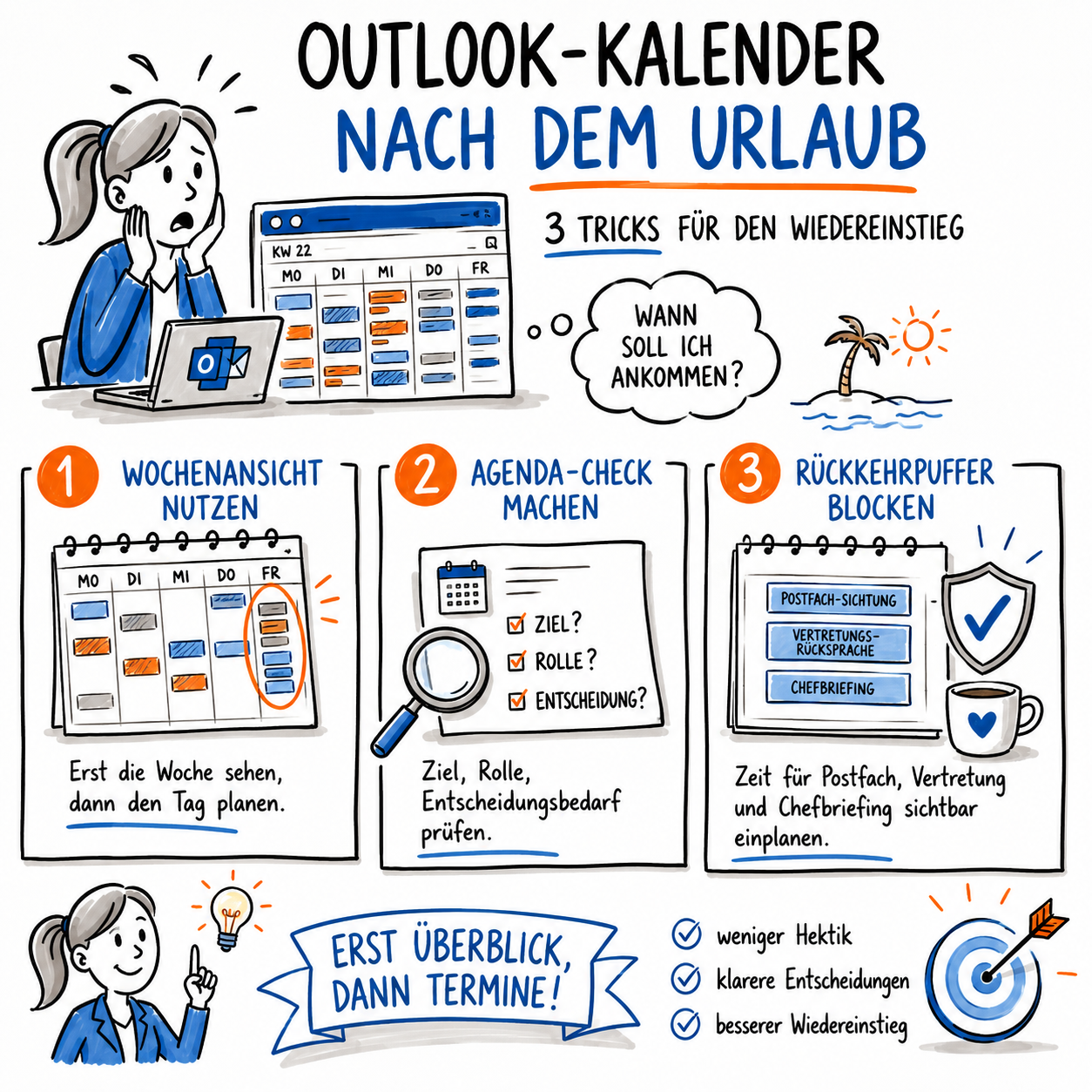 outlook Kalender nach dem Urlaub