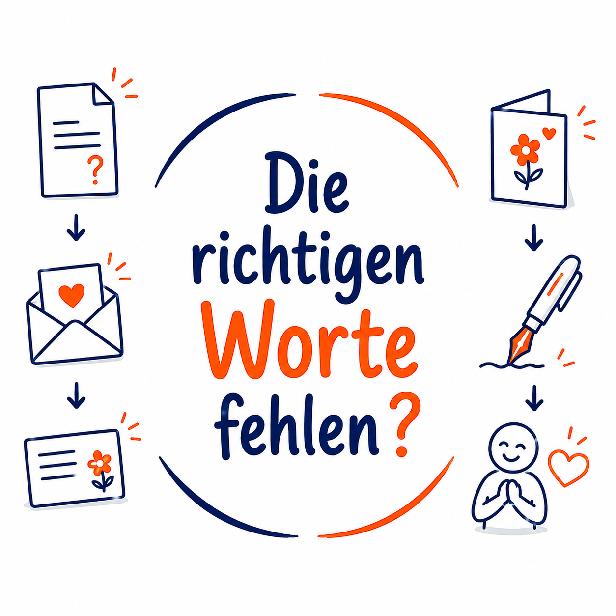 Illustration zum Live-Online-Seminar „Die richtigen Worte fehlen?“.