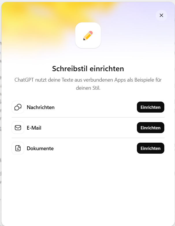Schreibstil einrichten